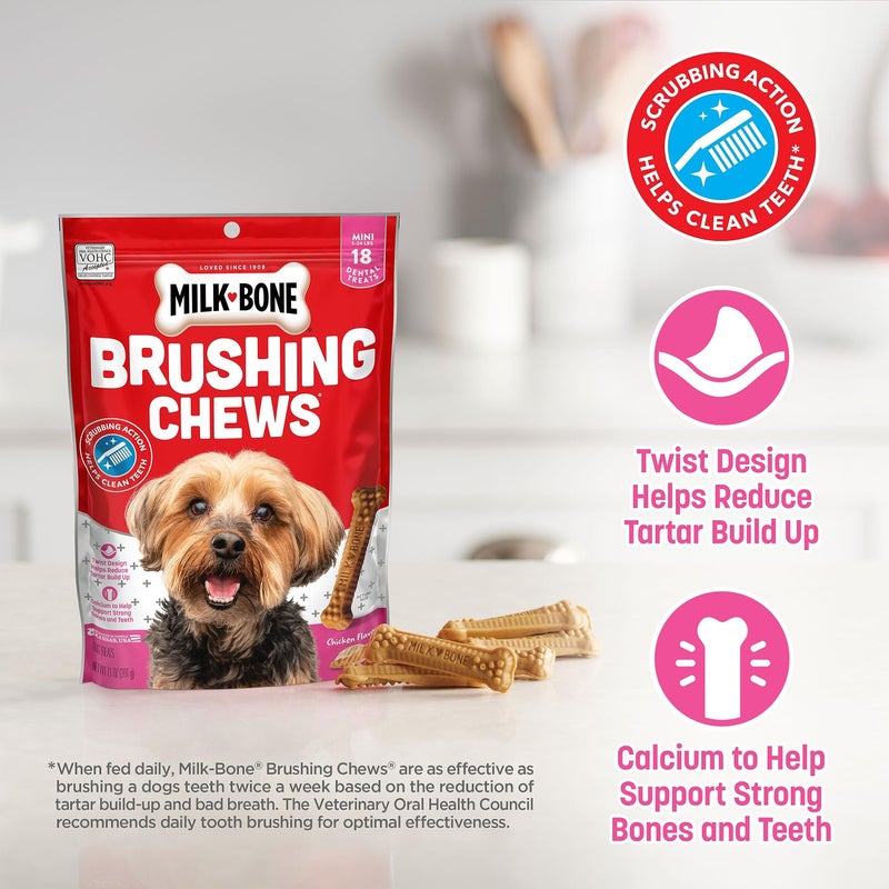 Milk-Bone Original Brushing Chews 48 Mini Daily Dental Dog Treats Scrubbing Action Helps Clean Teeth - Image 2