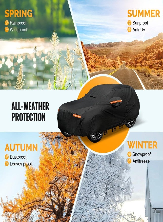 OWEEIO 30 Layers Car Cover for Automobiles All Weather Waterproof, Outdoor Snowproof UV Protection Windproof, Door Zipper, Soft Cotton, Heavy Duty Universal Car Covers, (Fit SUV 181"-190", Black) - Image 5
