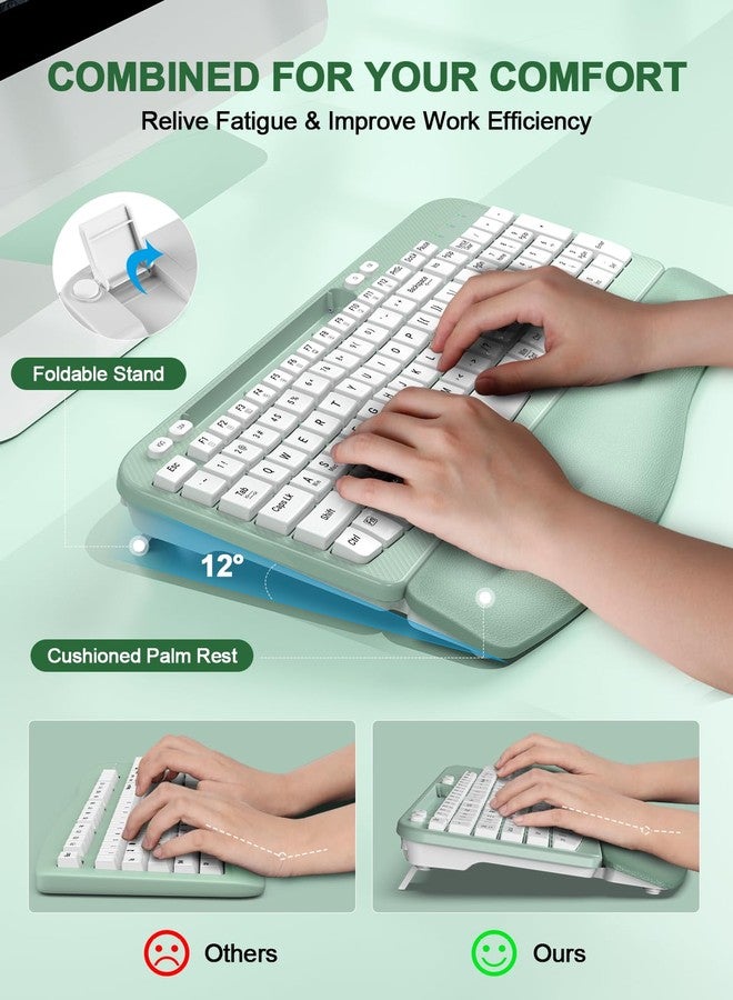 EAYBLLY Wave Keys Wireless Ergonomic Keyboard with Cushioned Palm Rest, Comfortable Natural Typing, for Large Hands, 2.4GHz Full Size Cordless USB Computer Keyboard, for Windows, Laptop, Mac - Image 4