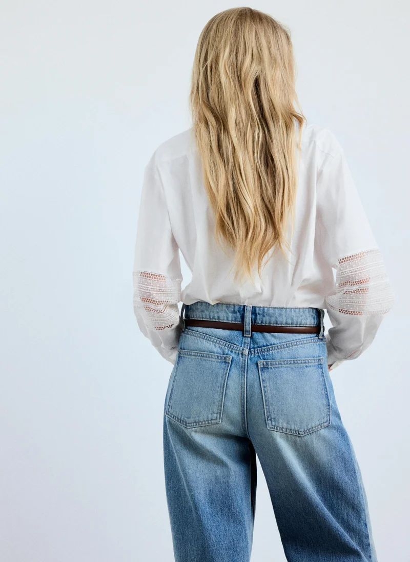 مانجو Embroidered Poplin Shirt
