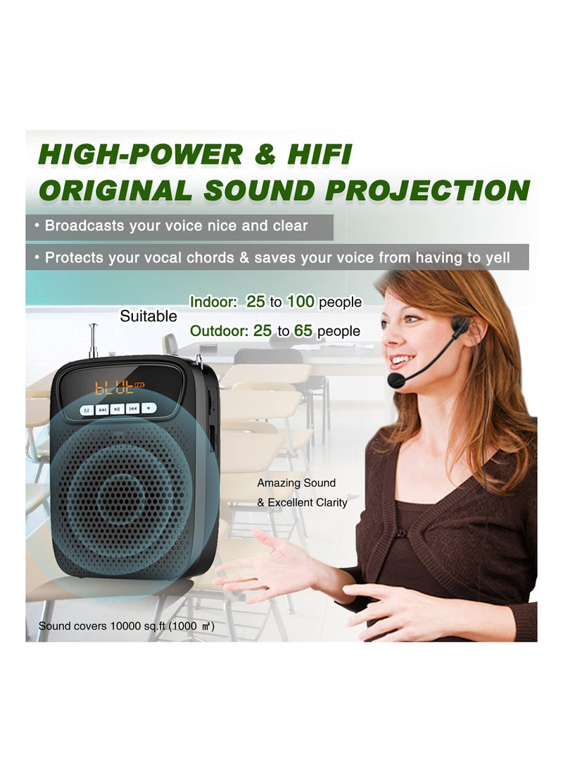 بيوينتي Portable Voice Amplifier, Mini Voice Amplifier Wired Headset Microphone Speaker Set for Teachers 15W Rechargeable Lightweight Personal Mic for Classroom, Tour Guides, Instructors and Presentation - Image 2