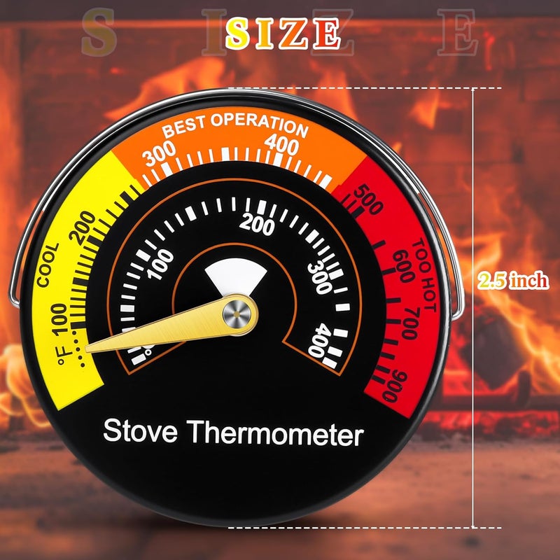 Copkim 2 Pcs Wood Stove Thermometer, Magnetic Oven Temperature Accessories Fire Stove Pipe Thermometer Gauge for Wood Burning Stoves Top Gas Pellet Fireplace Flue - Image 2