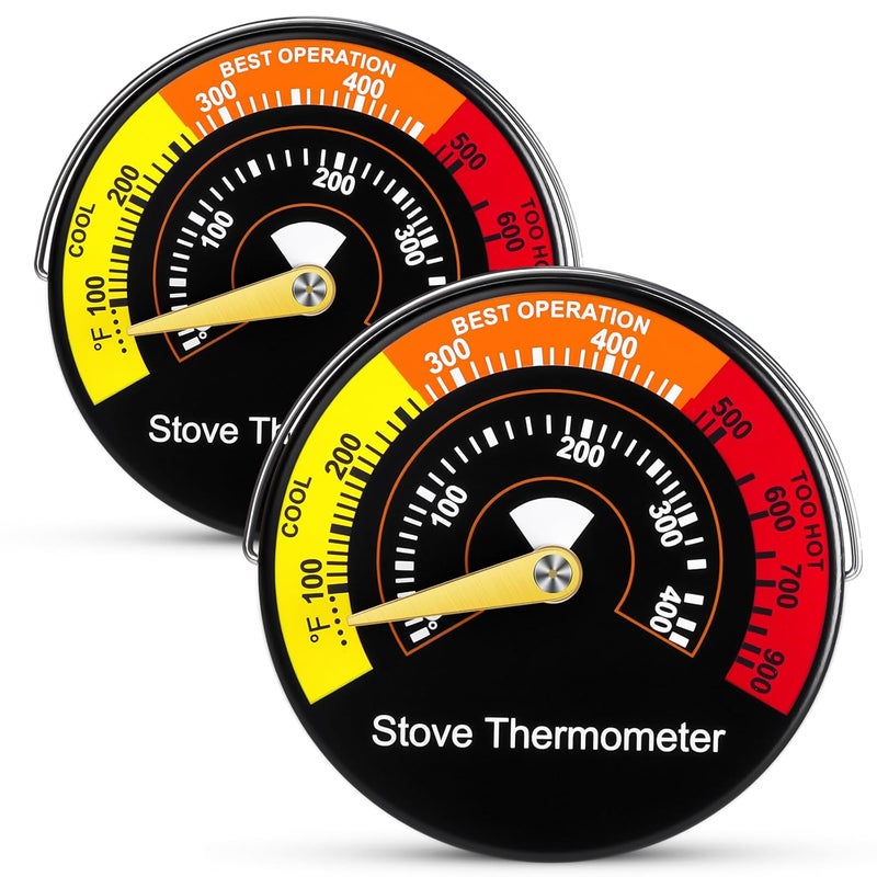 Copkim 2 Pcs Wood Stove Thermometer, Magnetic Oven Temperature Accessories Fire Stove Pipe Thermometer Gauge for Wood Burning Stoves Top Gas Pellet Fireplace Flue - Image 1