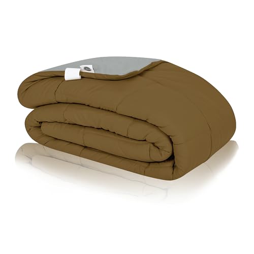 bien LIVING Plush Reversible Microfiber Comforter Single Bed| 220 GSM Single Bed, Quilt, Duvet, 110 GSM ASH Grey +Tapenade - Image 3