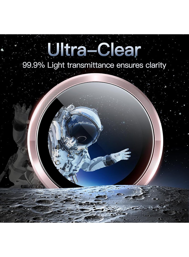 Theodor iPhone 15/ 15 Plus 2 Pcs Camera Lens Protector With 9H Tempered HD Glass Camera Cover Anti Scratch Aluminum Alloy Camera Ring, Pink - Image 5