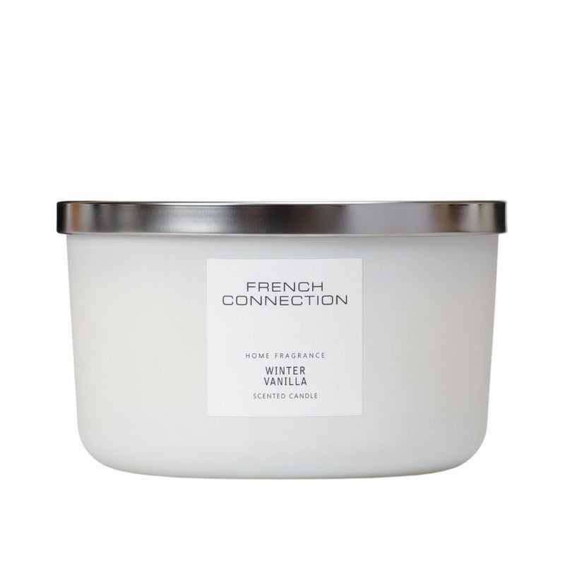 French Connection Jar Candle Scented Winter Vanilla - 431G, 3-wick with metal lid | Burn Time - 55hrs | Black & White Collection| Perfect for Gifting, Home Décor, Parties & Room Perfuming | Ideal for Living room and Office Décor - Image 2