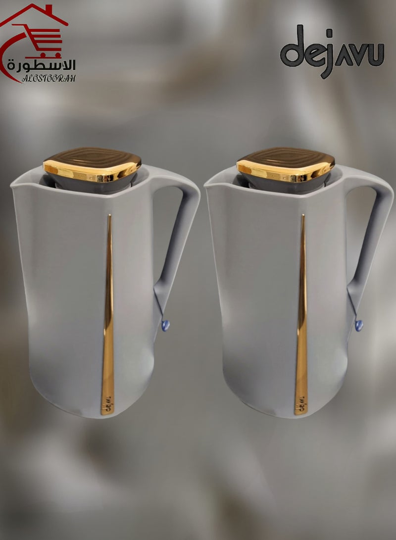 Dejavu 2 Piece Thermos Set 1L + 1L Dark Grey/ Golden