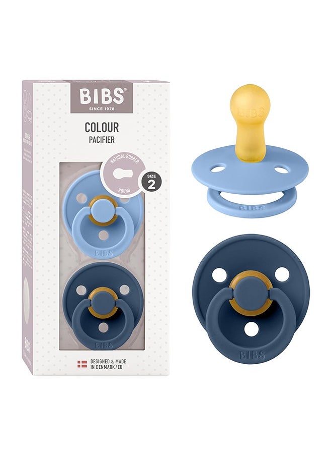 BIBS - Pack of 2 Colour Baby Pacifier Made In Denmark, Bpa Free Dummy Soother, Round Natural Rubber Latex, Size 2 6 To 18 Months , Sky Blue/Steel Blue - Image 1