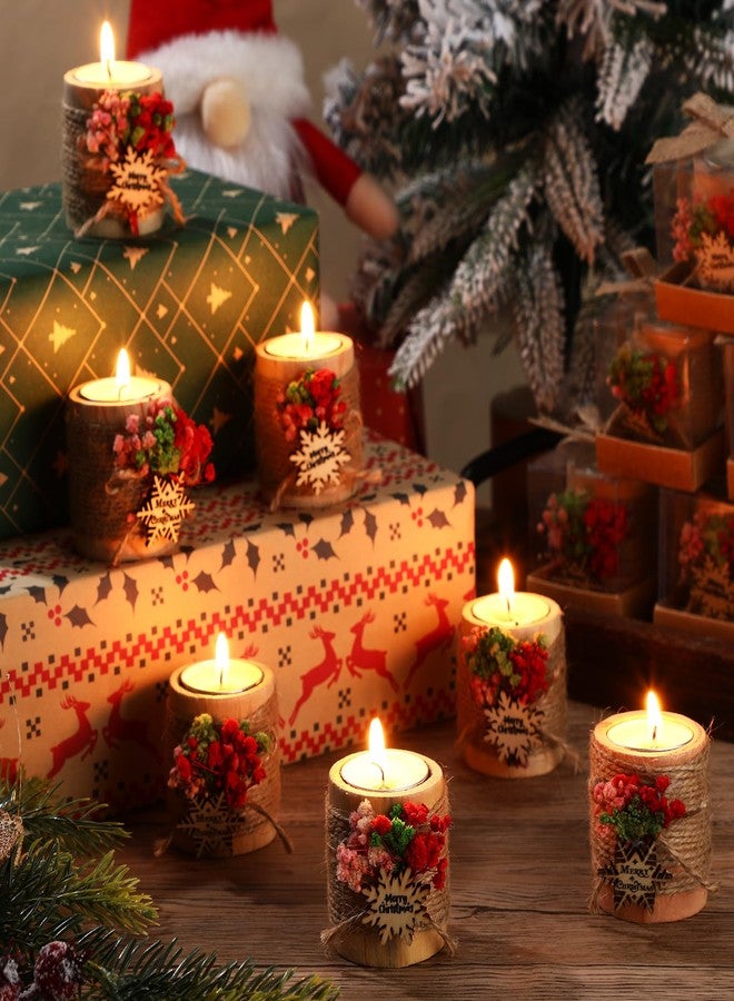 MTLEE 20 Sets Baptism Candle Favors for Guests Wooden Candle Holders with Tealight Candles Tags and Gift Boxes for Baptism Wedding Party Baby Shower Souvenirs(Multicolor,Snowflake) - Image 3