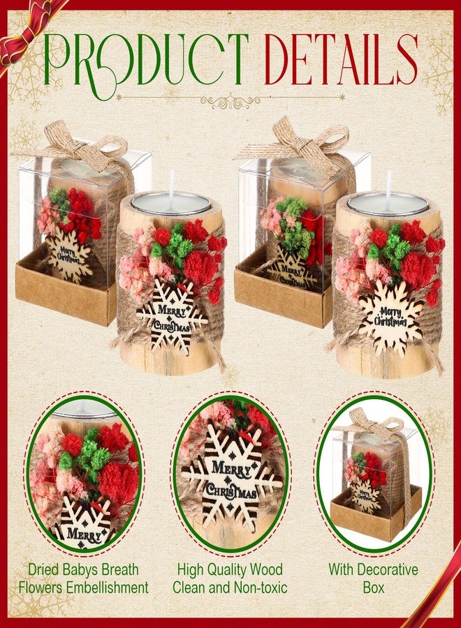 MTLEE 20 Sets Baptism Candle Favors for Guests Wooden Candle Holders with Tealight Candles Tags and Gift Boxes for Baptism Wedding Party Baby Shower Souvenirs(Multicolor,Snowflake) - Image 5