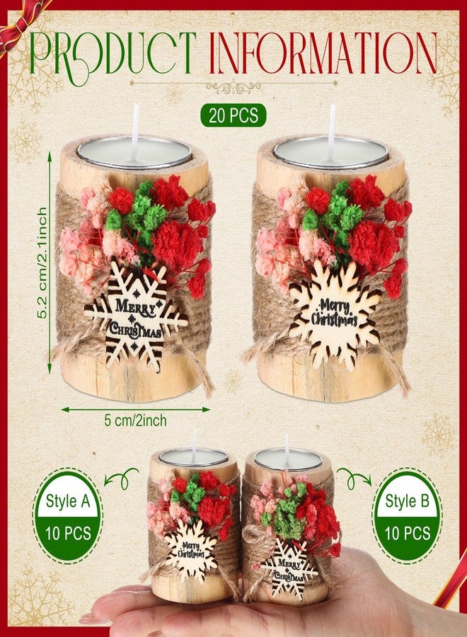 MTLEE 20 Sets Baptism Candle Favors for Guests Wooden Candle Holders with Tealight Candles Tags and Gift Boxes for Baptism Wedding Party Baby Shower Souvenirs(Multicolor,Snowflake) - Image 2