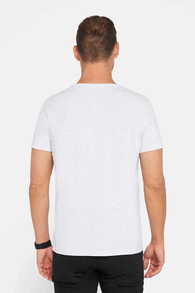 تودورس Men's Slim Fit Slim Cut Cotton Soft Texture Flexible Fabric Plain Basic Gray Crew Neck T-Shirt