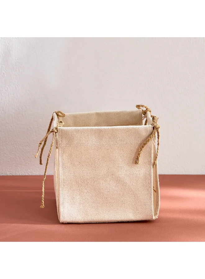 Home Box Bella Canvas Square Box Planter with Raffia Strings - 15x15 x15 cm