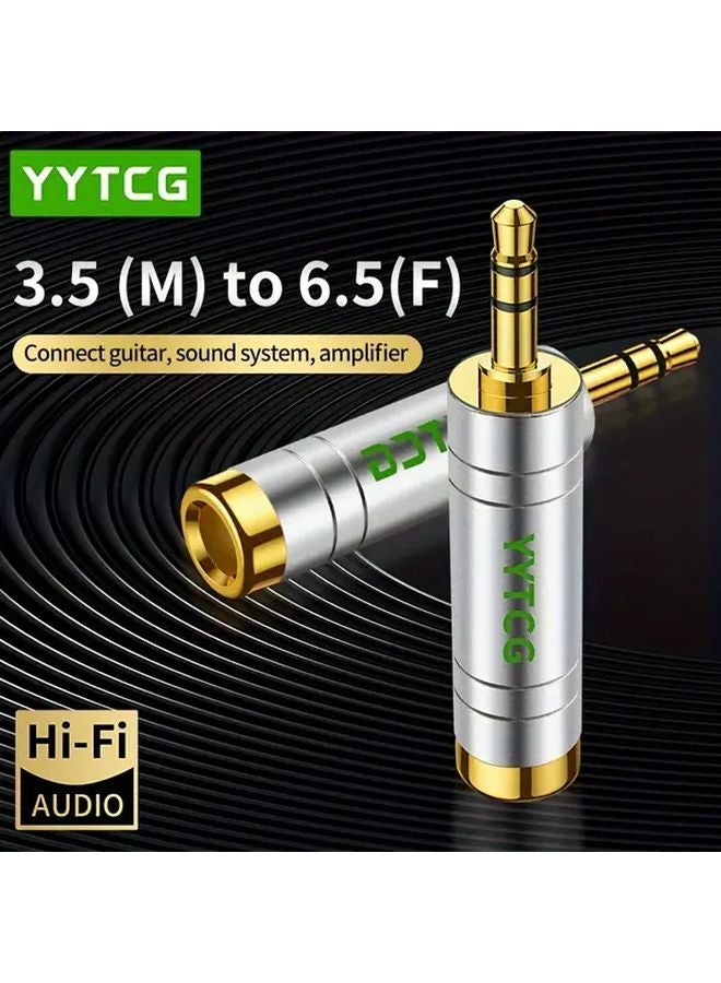 5pcs Black Audio Adapter Set 6 5mm Female to 3 5mm Male Mono Headphone Amplifier - Image 2