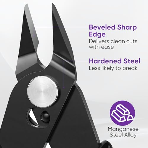 PamMittul 5 Inch Micro Wire Cutters, 2 Pack Precision Flush Cutters, Sharp Zip Tie Cutter, Small Flush Cut Pliers for Crafting, Floral, 3D Print, Jewelry Making, Plastic Models, Electronics - Image 2