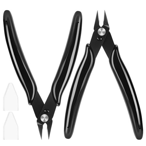 PamMittul 5 Inch Micro Wire Cutters, 2 Pack Precision Flush Cutters, Sharp Zip Tie Cutter, Small Flush Cut Pliers for Crafting, Floral, 3D Print, Jewelry Making, Plastic Models, Electronics - Image 1