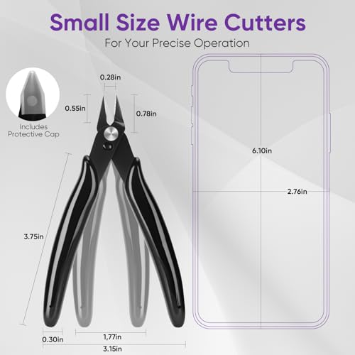 PamMittul 5 Inch Micro Wire Cutters, 2 Pack Precision Flush Cutters, Sharp Zip Tie Cutter, Small Flush Cut Pliers for Crafting, Floral, 3D Print, Jewelry Making, Plastic Models, Electronics - Image 5