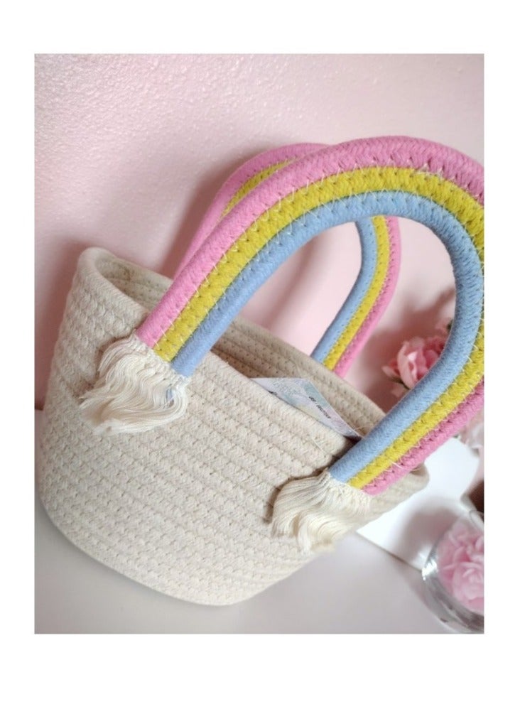 Woven Rainbow Handle Bag - Image 3