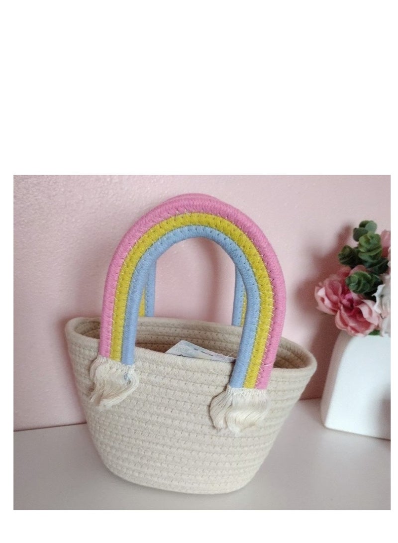 Woven Rainbow Handle Bag - Image 2
