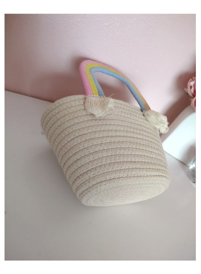 Woven Rainbow Handle Bag - Image 5
