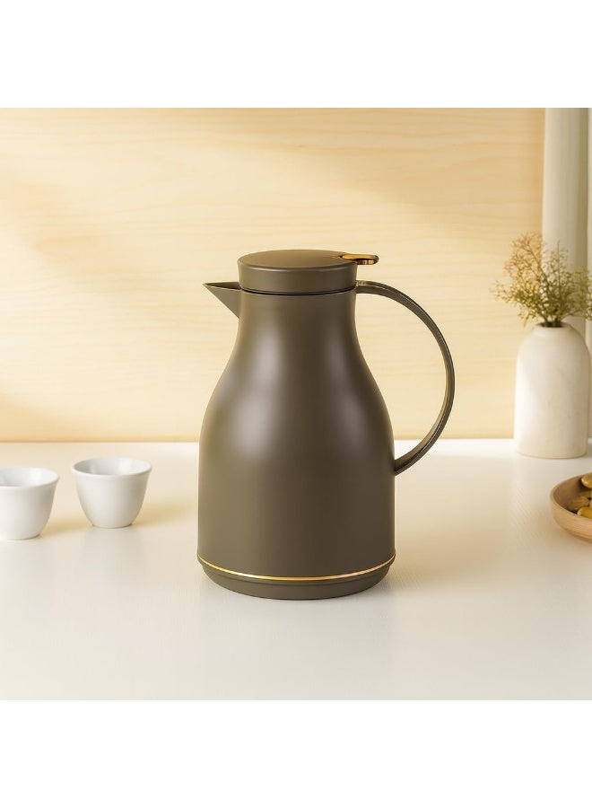 Master Gold 1 Liter Tea and Coffee Vacuum Flask with Stylish Design | Thermal Carafe for Hot & Cold Drinks | Gold Rim Sealed Thermos with Side Button | Suitable for Office, Hospitality & Daily Use