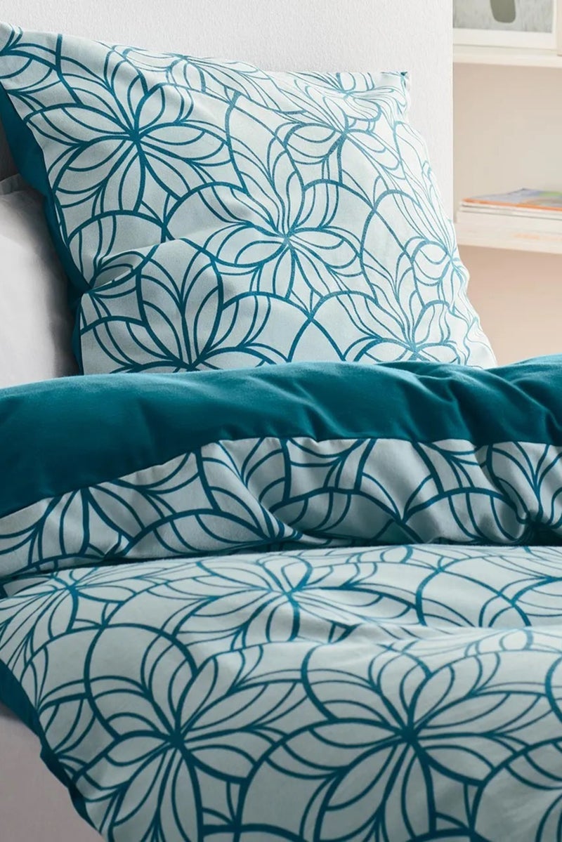 Tchibo Single Graphic Print Flannelette Duvet Cover Set Multicolor - Image 1