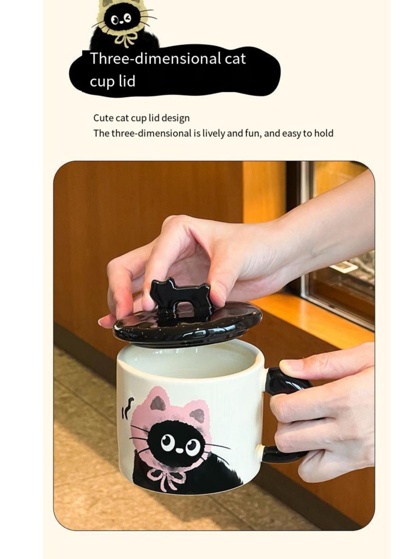 370ml Cute Pink Cat Ceramic Mug with Lid for Home Use, Exquisite Gift Box Packaging, Perfect Choice for Holiday Gifts, Birthday Surprises, and Daily Use, A Warm and Adorable Drink Companion. - Image 5