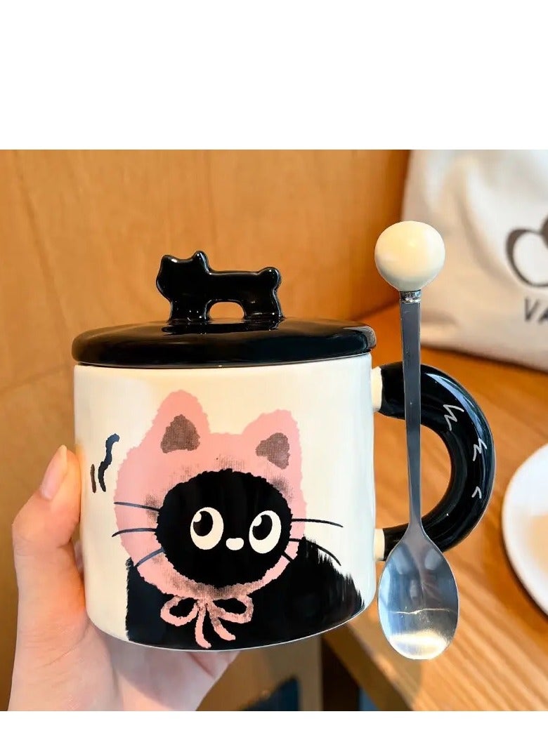 370ml Cute Pink Cat Ceramic Mug with Lid for Home Use, Exquisite Gift Box Packaging, Perfect Choice for Holiday Gifts, Birthday Surprises, and Daily Use, A Warm and Adorable Drink Companion. - Image 3
