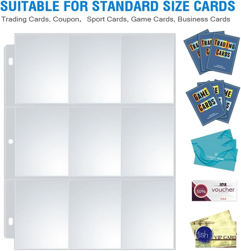 Sooez 120 Pack 9 Pocket Page Protectors, Double Sided Trading Card Sleeves for 3 Ring Binder, Baseball Cards Holder, Protective Pages Sheets for Binders Album, Fit for Collectible Games, Sports Cards - Image 2