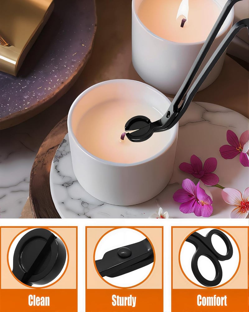 YOUTUOY 5 in1 Candle Accessory Set with Rechargeable Candle Lighter, Candle Wick Trimmer, Candle Wick Snuffer, Candle Wick Dipper, Storage Tray Plate, Candle Care Kit (Matte Black) - Image 4