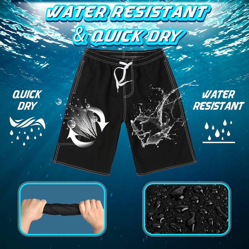 Srnede Mens Swim Trunks Swimming Trunks Swim Shorts Quick Dry 11 Inch with Mesh Lining Funny Swimwear Bathing Suits Black - Image 4