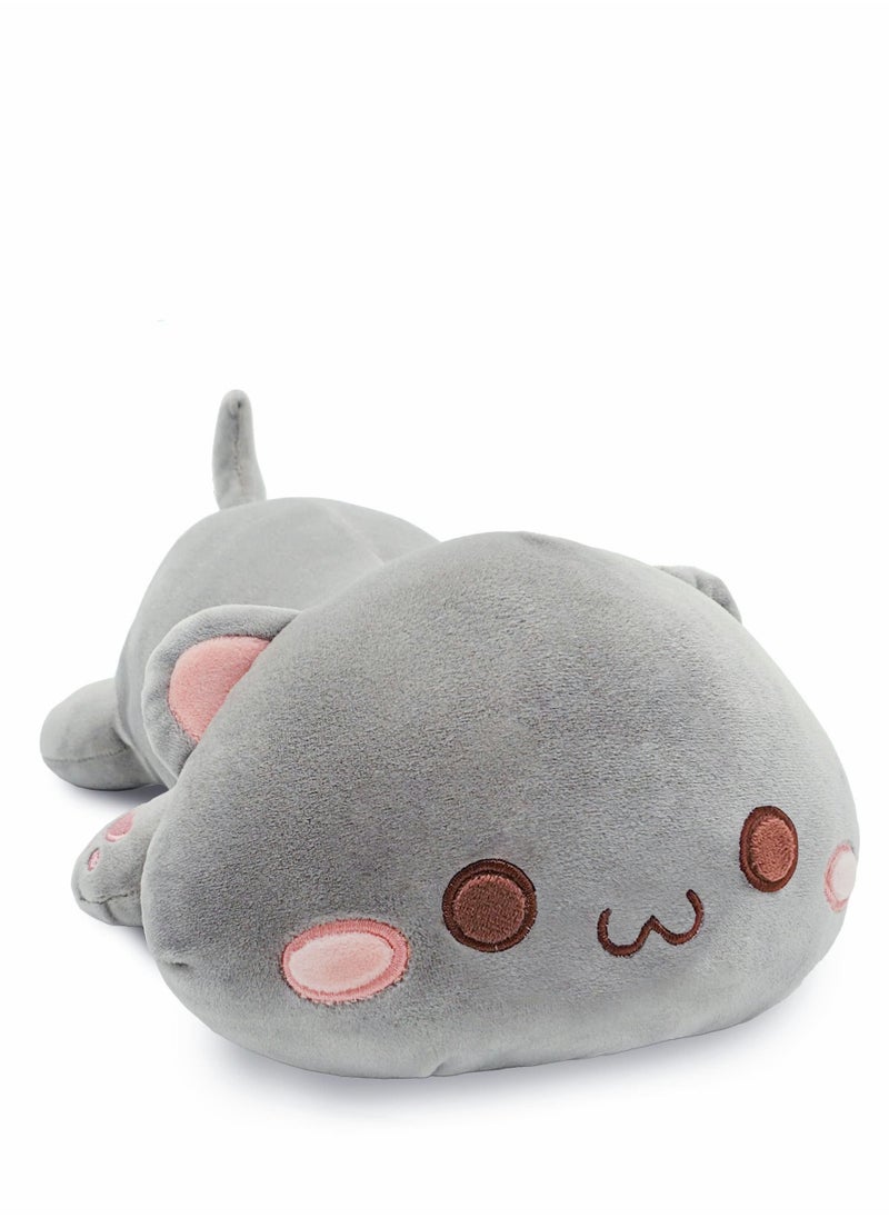 Excefore Stuffed Animal Cute Kitten Plush Toy Pet Kitty Soft Anime Cat Pillow for Kids (Gray, 12")  - Image 1
