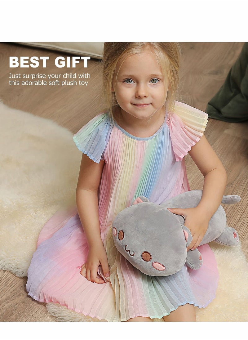 Excefore Stuffed Animal Cute Kitten Plush Toy Pet Kitty Soft Anime Cat Pillow for Kids (Gray, 12")  - Image 2