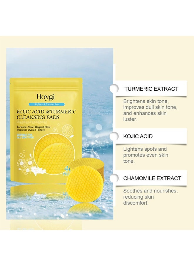 Hoygi - Kojic Acid & Turmeric Cleansing Pads ，for Dark Spots Turmeric Kojic Acid Cleansing Pads Helps Balance Skin Oil & Water Fade Spot Remove Excess Keratin Clean Oil Refines Pores 40PCS - Image 1
