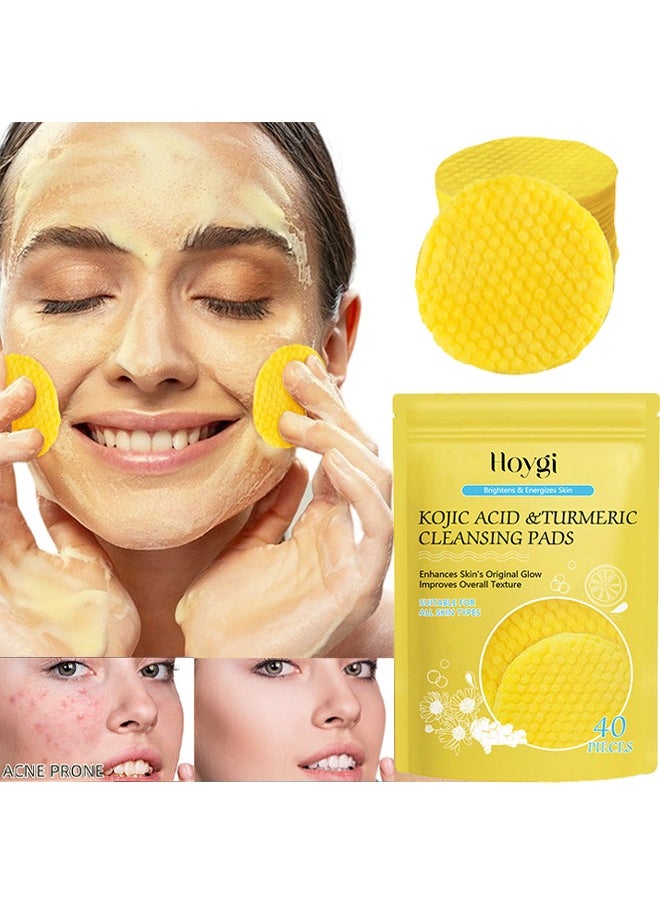 Hoygi - Kojic Acid & Turmeric Cleansing Pads ，for Dark Spots Turmeric Kojic Acid Cleansing Pads Helps Balance Skin Oil & Water Fade Spot Remove Excess Keratin Clean Oil Refines Pores 40PCS - Image 1