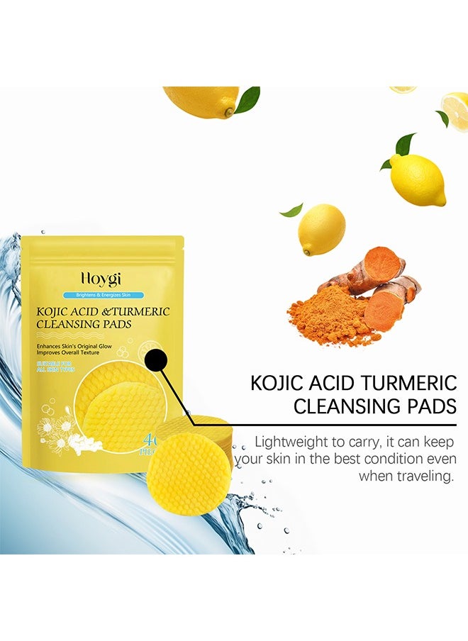 Hoygi - Kojic Acid & Turmeric Cleansing Pads ，for Dark Spots Turmeric Kojic Acid Cleansing Pads Helps Balance Skin Oil & Water Fade Spot Remove Excess Keratin Clean Oil Refines Pores 40PCS - Image 1