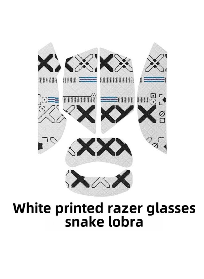 For Razer Razer Cobra Sticker Film Pro Pro Full-covered Mouse Anti-slip Sticker Wired Foot Sticker Foot Mat-Color:Cobra Pro  White Printed Mouse Sticker  - Image 1