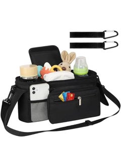 HOOKOR Universal Stroller Organizer with Insulated Cup Holder Detachable Phone Bag and Shoulder Strap,Stroller Bag Caddy Organizer Accessories Fits for Uppababy, Baby Jogger, Strollers (Black)  - Image 1