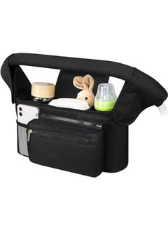 HOOKOR Universal Stroller Organizer with Insulated Cup Holder Detachable Phone Bag and Shoulder Strap,Stroller Bag Caddy Organizer Accessories Fits for Uppababy, Baby Jogger, Strollers (Black)  - Image 2