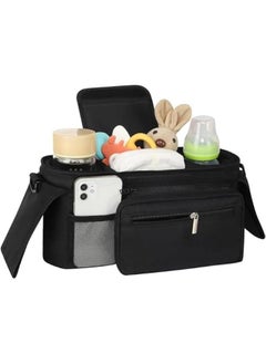 HOOKOR Universal Stroller Organizer with Insulated Cup Holder Detachable Phone Bag and Shoulder Strap,Stroller Bag Caddy Organizer Accessories Fits for Uppababy, Baby Jogger, Strollers (Black)  - Image 3