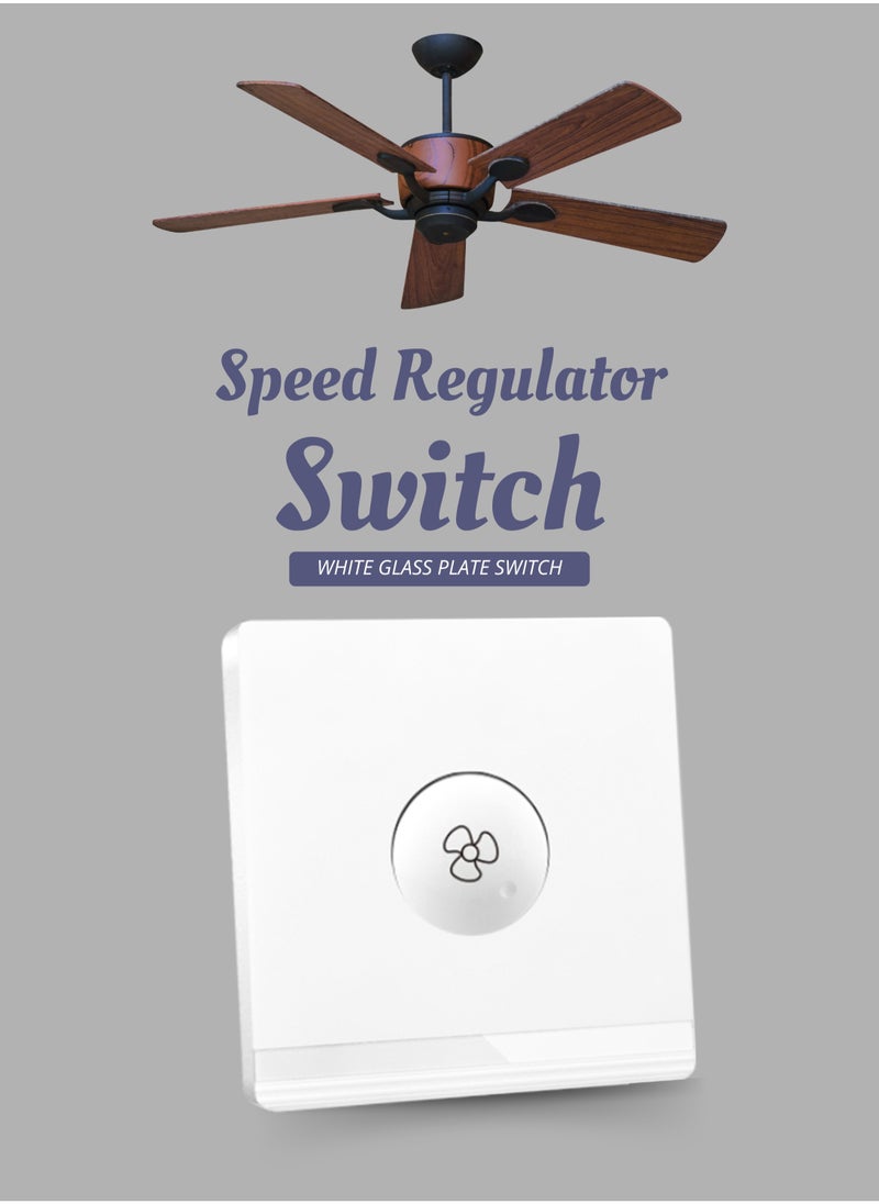 Vmax - 3x3" White/Ivory Smart Fan Speed Control Switch – Adjustable Ceiling Fan Speed Regulator - Image 1