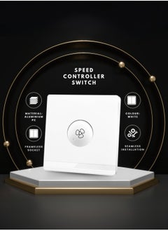 Vmax 3x3" White/Ivory Smart Fan Speed Control Switch – Adjustable Ceiling Fan Speed Regulator  - Image 5
