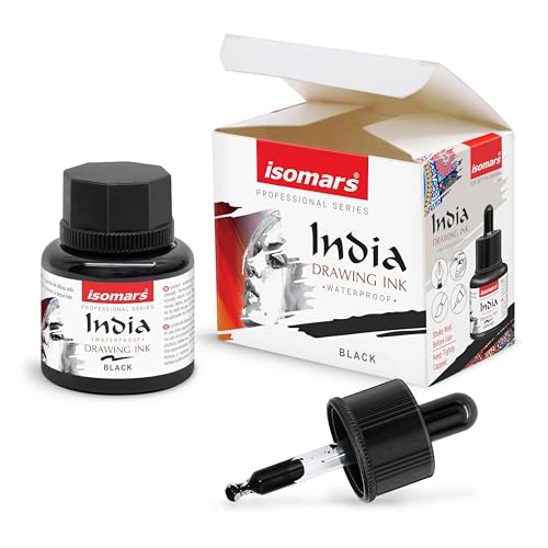 Isomars Waterproof Drawing Ink with Dropper – 35ml | Black India Ink for Calligraphy, Art, Technical Drawing | Fade-Resistant & Quick-Drying (Black) - Image 4