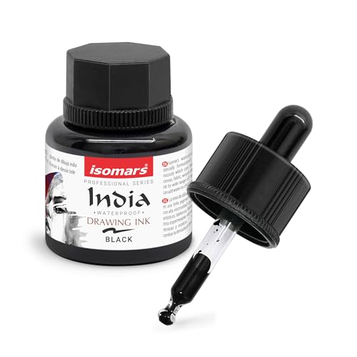 Isomars Waterproof Drawing Ink with Dropper – 35ml | Black India Ink for Calligraphy, Art, Technical Drawing | Fade-Resistant & Quick-Drying (Black) - Image 3