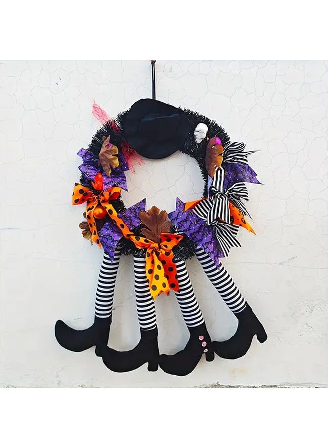 Four Legs Halloween Wreath Orange Pumpkin Skull Hanging Decoration for Spooky Party - Image 4