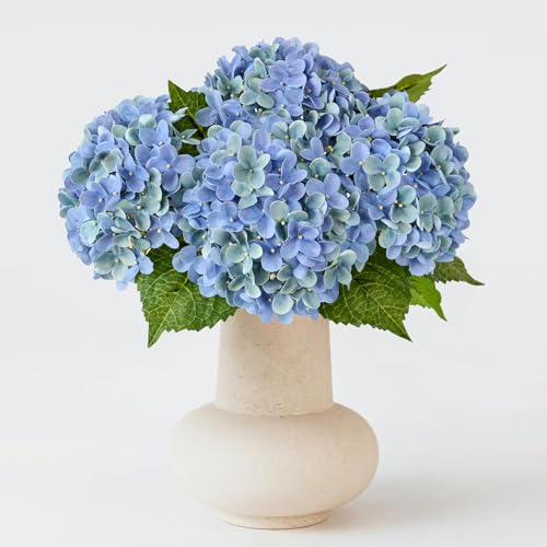 ZYTUYO 20 inches 4 Pcs Blue Green Real Touch Hydrangea Artificial Flowers Boho Lifelike Real Looking Latex Hydrangeas Flower with Long Stem for Home Decor Spring Table Centrepiece - Image 1