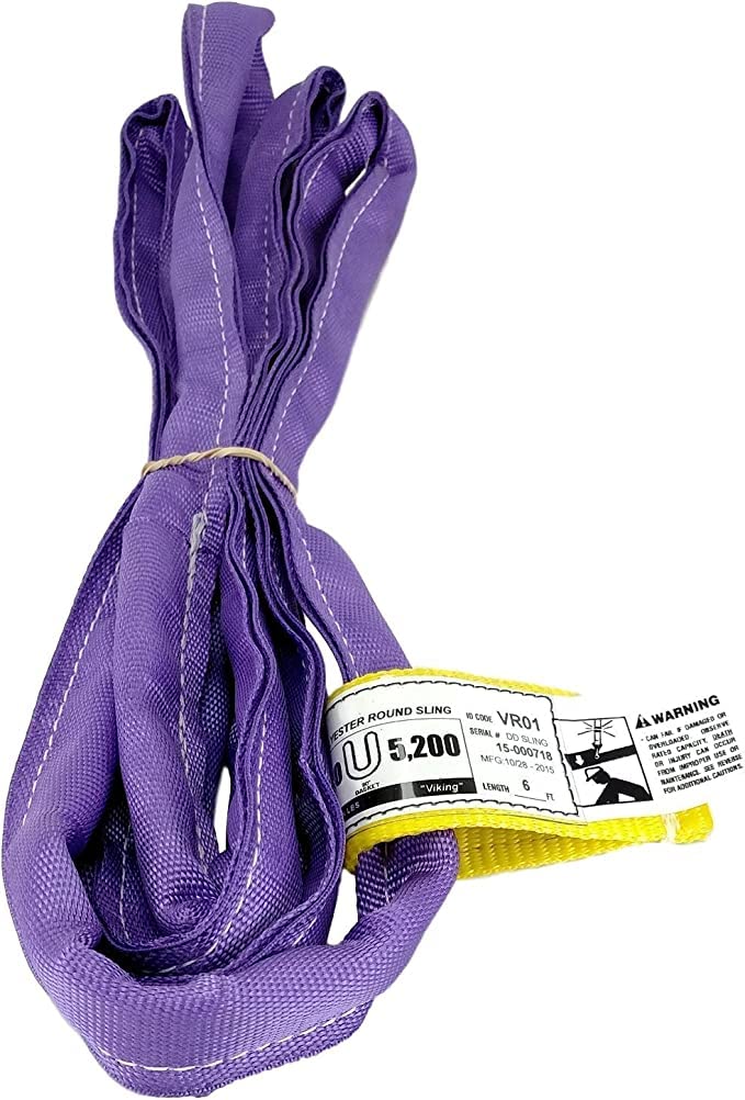 Chenango Supply USA Made VR1 X 4' Purple Slings 4'-12' Lengths in Listing, Double PLY Cover Endless Round Poly Lifting Slings, 2,600 lbs Vertical, 2,080 lbs Choker, 5,200 lbs Basket (USA Polyester - Image 1