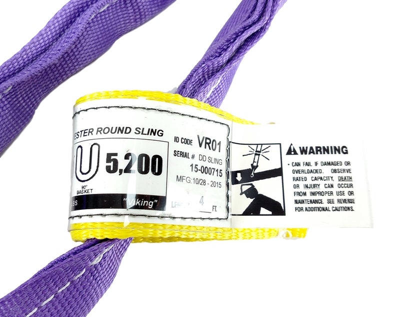 Chenango Supply USA Made VR1 X 4' Purple Slings 4'-12' Lengths in Listing, Double PLY Cover Endless Round Poly Lifting Slings, 2,600 lbs Vertical, 2,080 lbs Choker, 5,200 lbs Basket (USA Polyester - Image 3