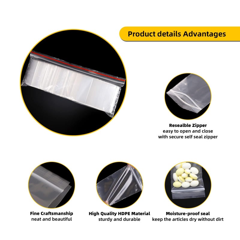 JINYONBAG Small Plastic Bags 4x6, 200pcs, Transparent for Pills, Clear Reusable Baggies for Jewelry, Coins, Candy, etc - Image 4