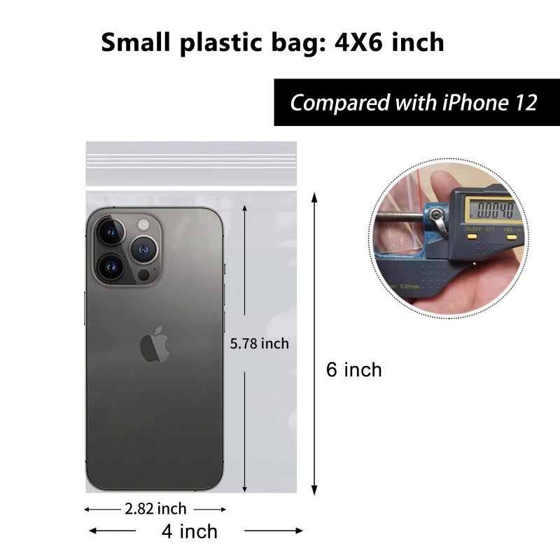 JINYONBAG Small Plastic Bags 4x6, 200pcs, Transparent for Pills, Clear Reusable Baggies for Jewelry, Coins, Candy, etc - Image 2
